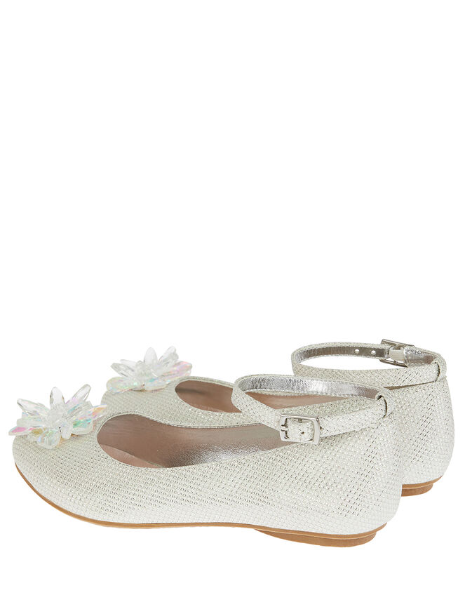 Crystal Shimmer Ballerina Flats, Silver (SILVER), large