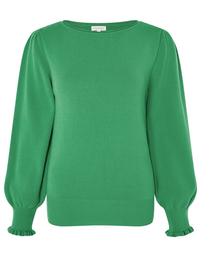 Scoop Neck Knit Jumper, Green (GREEN), large