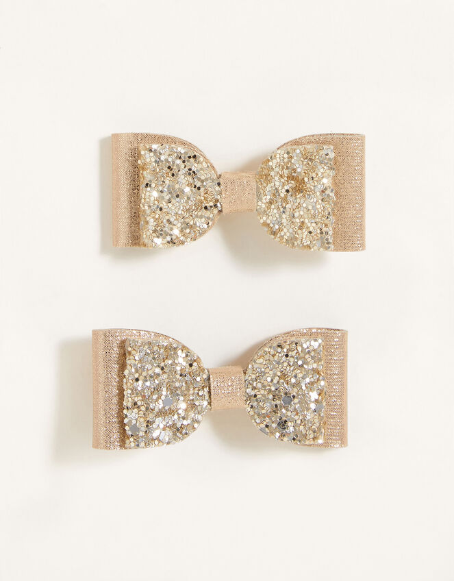 Glitter Bow Hair Clips, , large