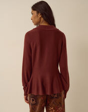 Kay Collar Cardigan, Brown (COGNAC), large