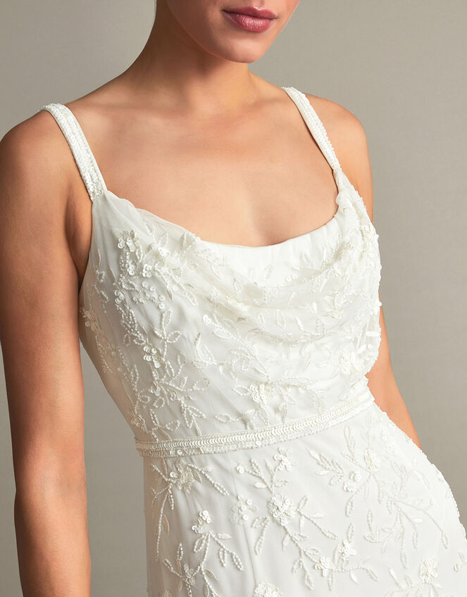 Holly Embellished Cowl Neck Bridal Dress, Ivory (IVORY), large