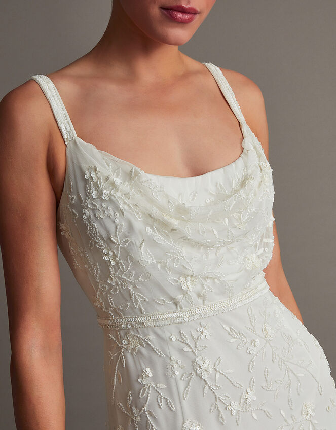 Holly Embellished Cowl Neck Bridal Dress, Ivory (IVORY), large
