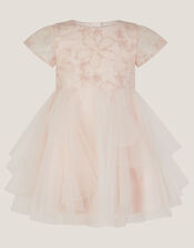 Baby Arabella Flower Ruffle Dress, Pink (PINK), large