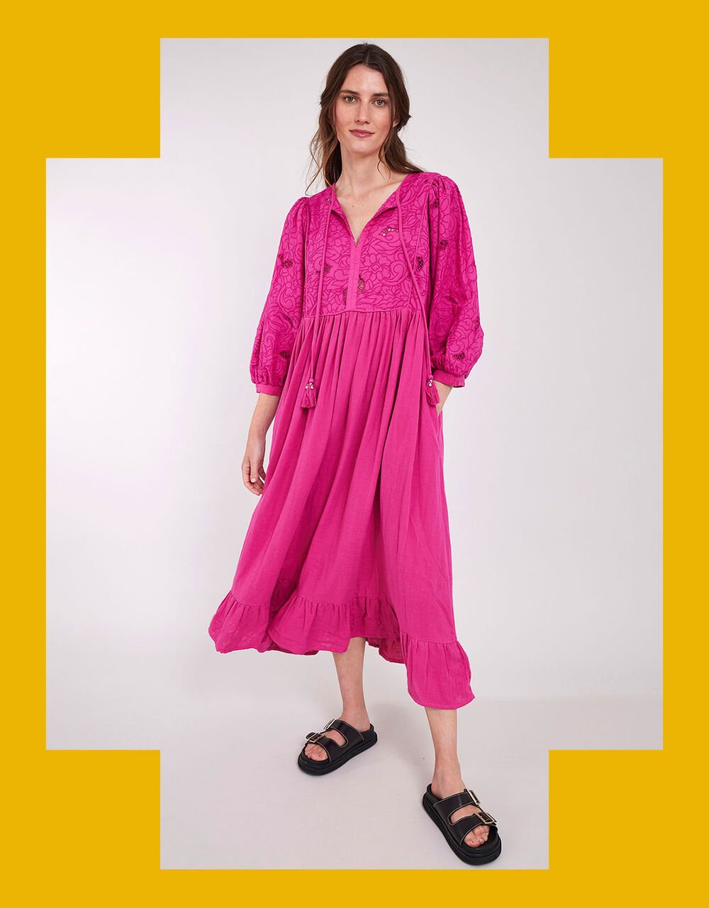 East Adele Embroidered Dress Pink
