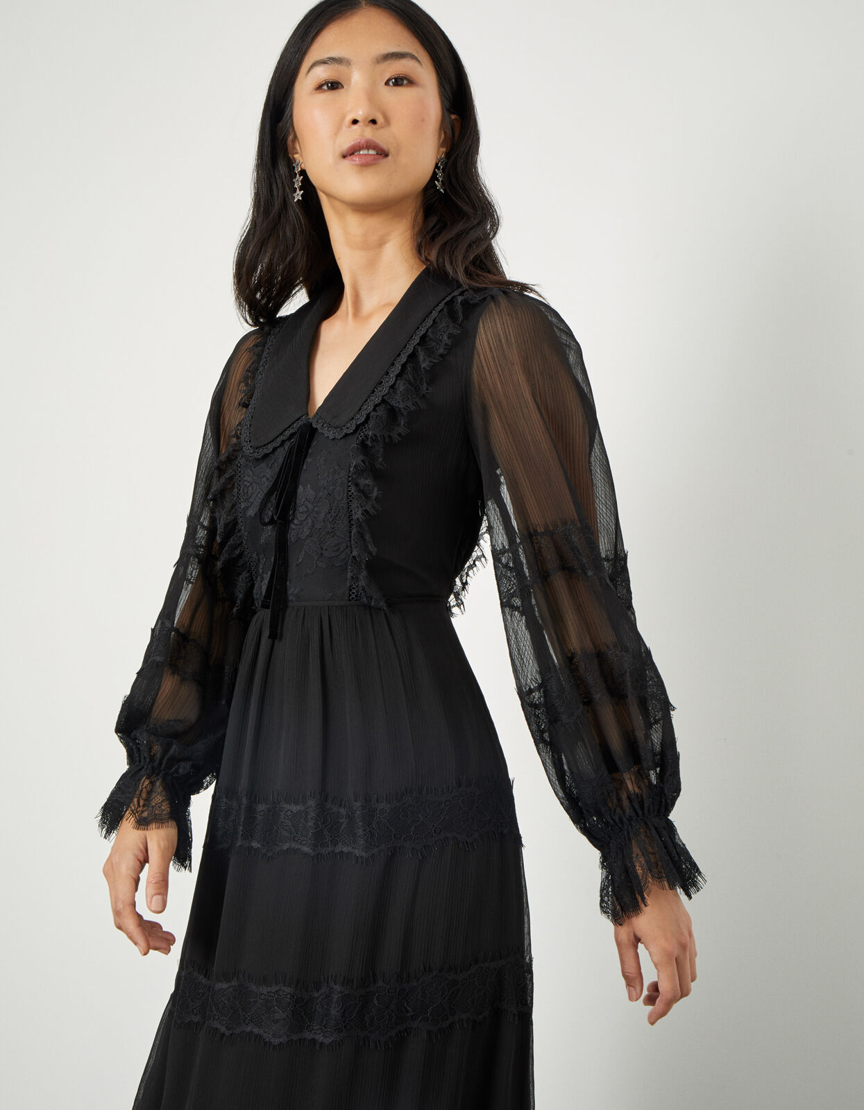 Monsoon black lace dress on sale