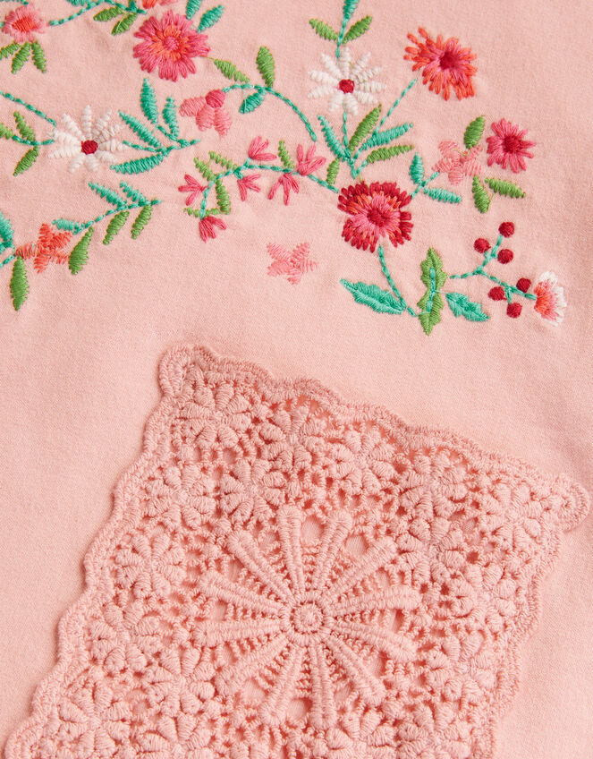 Floral Embroidered Sweatshirt Dress, Pink (PINK), large