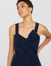 Alexa Bow Fit and Flare Dress, Blue (NAVY), large