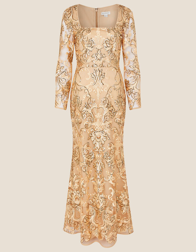 Serenade Gold Sequin Fishtail Maxi Dress main image 0