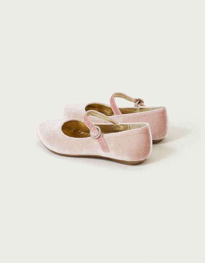 Diamante Velvet Ballerina Flats, Pink (PINK), large