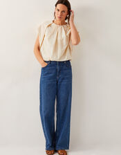 Dorit Bubble Hem Top, Cream (CREAM), large