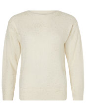 Foil Spot Knit Jumper, Ivory (IVORY), large