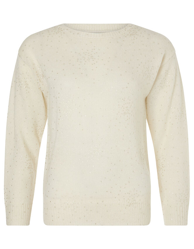 Foil Spot Knit Jumper, Ivory (IVORY), large