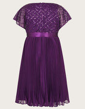 Keita Cape Sequin Pleated Dress, Purple (PURPLE), large