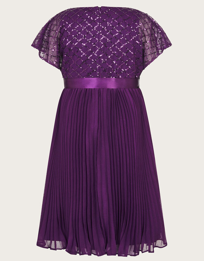 Keita Cape Sequin Pleated Dress, Purple (PURPLE), large