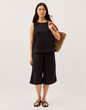 Lulu Linen Bermuda Shorts, Black (BLACK), large