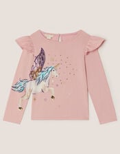 Unicorn Embellished Long Sleeve Top, Purple (PURPLE), large