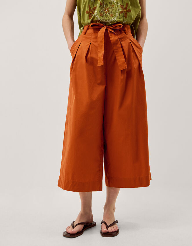 Sofia Cropped Wide Leg Trousers, Orange (RUST), large