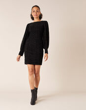 Sophie Spot Stretch Ruched Dress, Black (BLACK), large