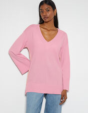 Cree V-Neck Cashmere Jumper, Pink (PINK), large