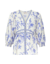 East Print Long Sleeve Blouse, Blue (BLUE), large