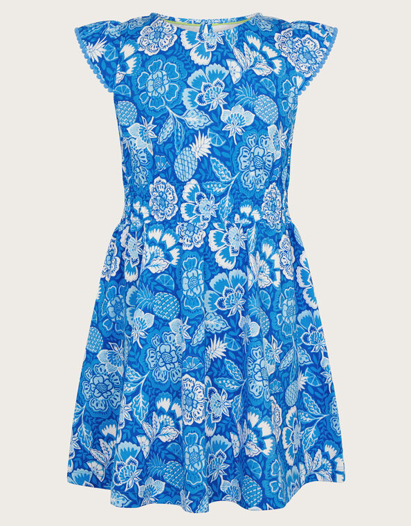 Heritage Fruit Print Dress, Blue (BLUE), large