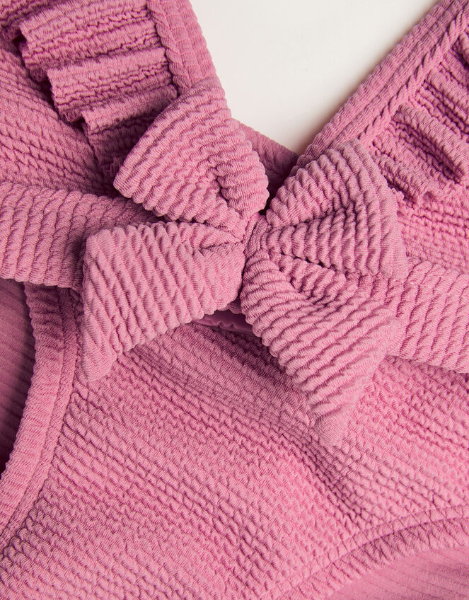 Seersucker Bow Ruffle Bikini Set, Pink (PINK), large