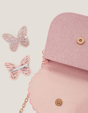 Scallop Butterfly Bag & Hair Clips Set, , large