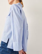 Lilah Cropped Utility Shirt, Blue (BLUE), large