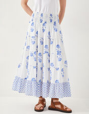 East Amber Floral Tiered Maxi Skirt, Ivory (IVORY), large