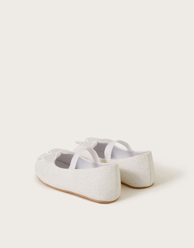 Baby Butterfly Glitter Walker Shoes, Ivory (IVORY), large