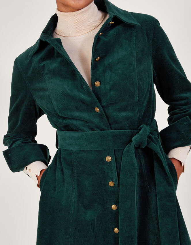 Teri Cord Shirt Dress, Green (DARK GREEN), large