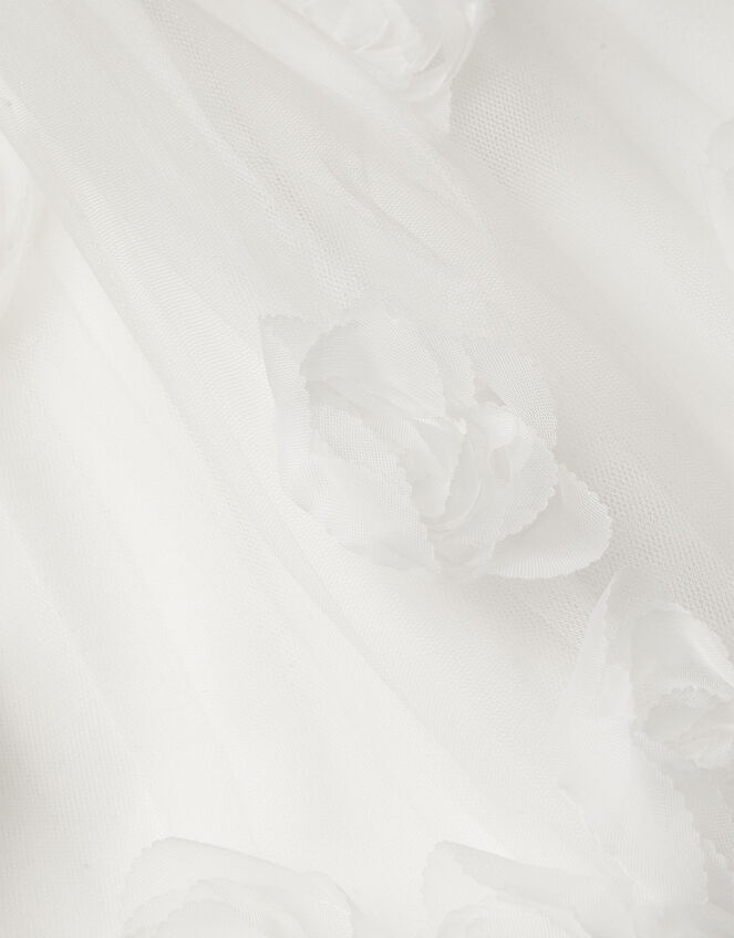 Baby 3D Roses Christening Dress, White (WHITE), large