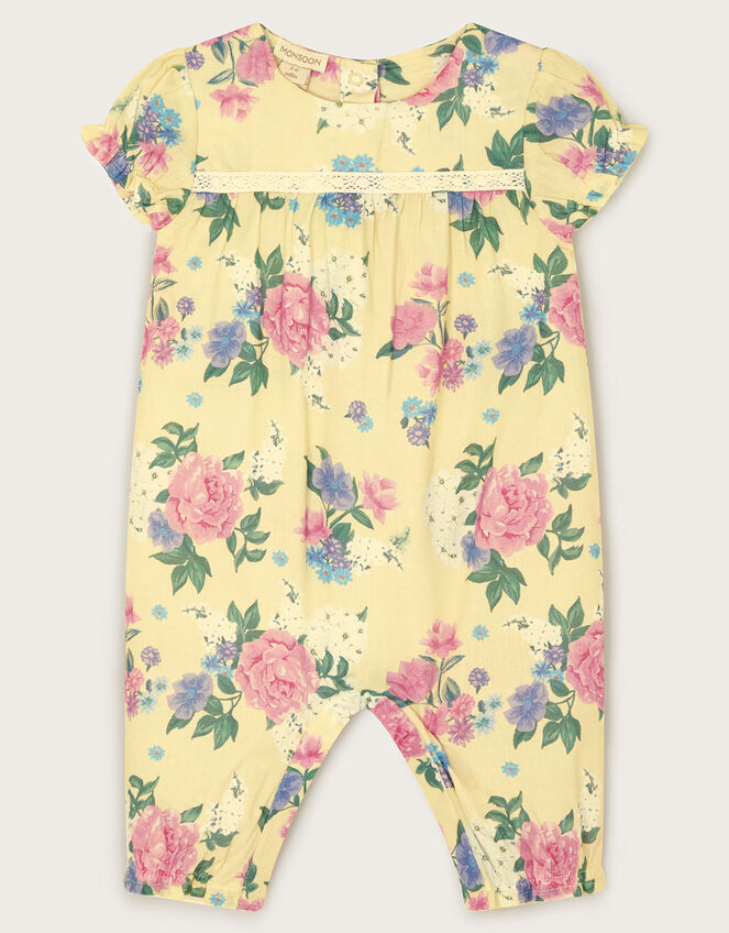 Newborn Floral Romper, Yellow (YELLOW), large