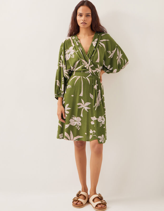 Mini Skirt Angele in Green Palm Leaf