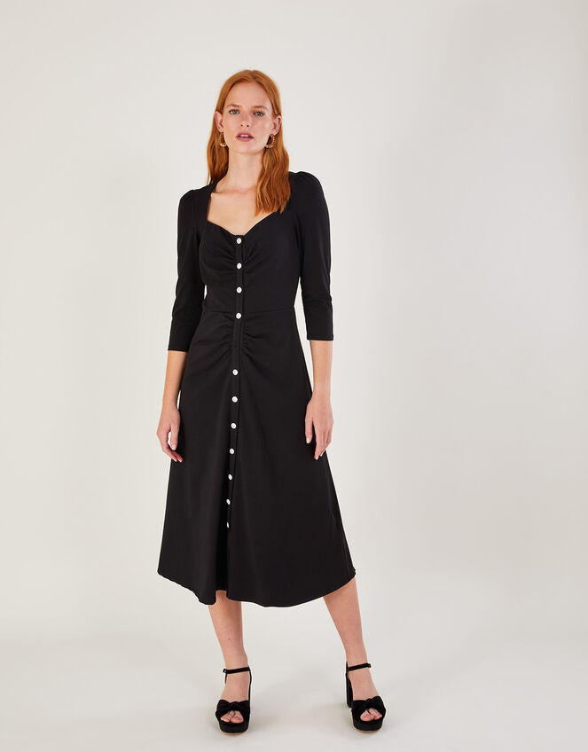 Diamante Sweetheart Neckline Jersey Dress, Black (BLACK), large