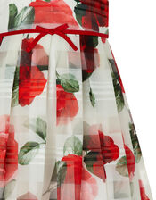 Baby Valentine Striped Rose Dress, Ivory (IVORY), large