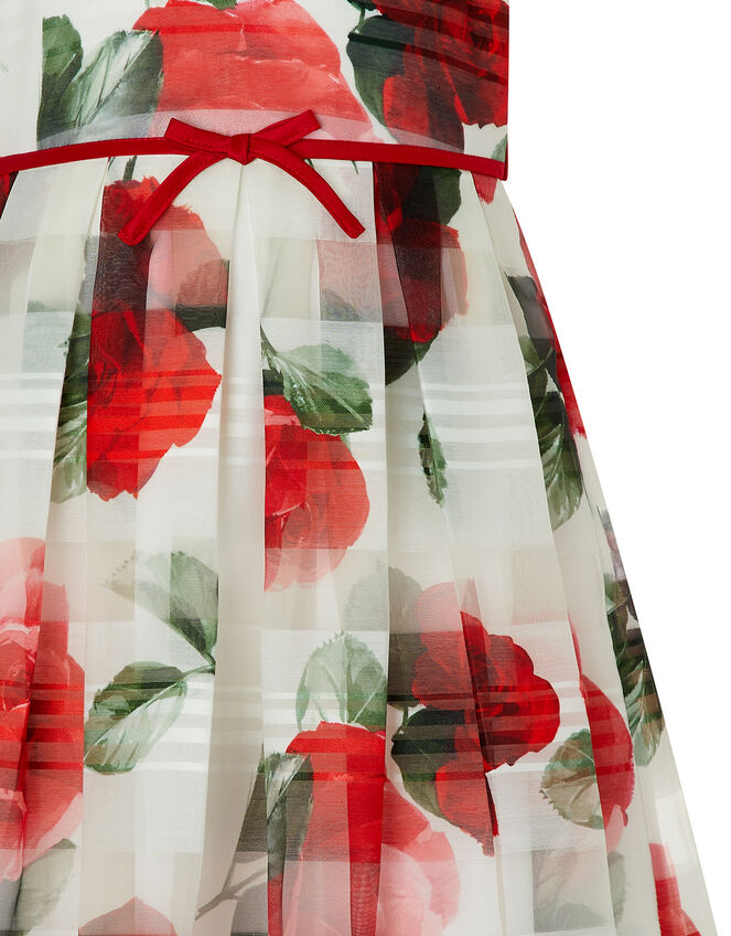 Baby Valentine Striped Rose Dress, Ivory (IVORY), large