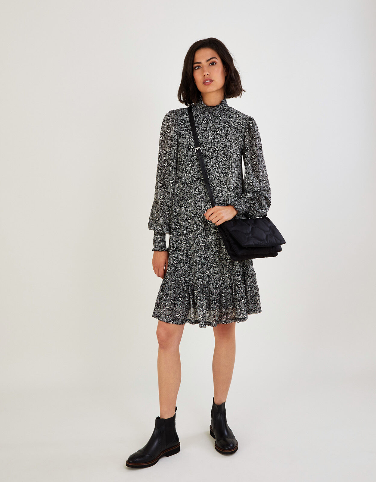 High neck 2025 smock dress