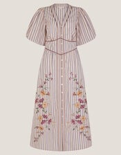 Alexis Embroidered Stripe Midi Dress, Pink (PINK), large