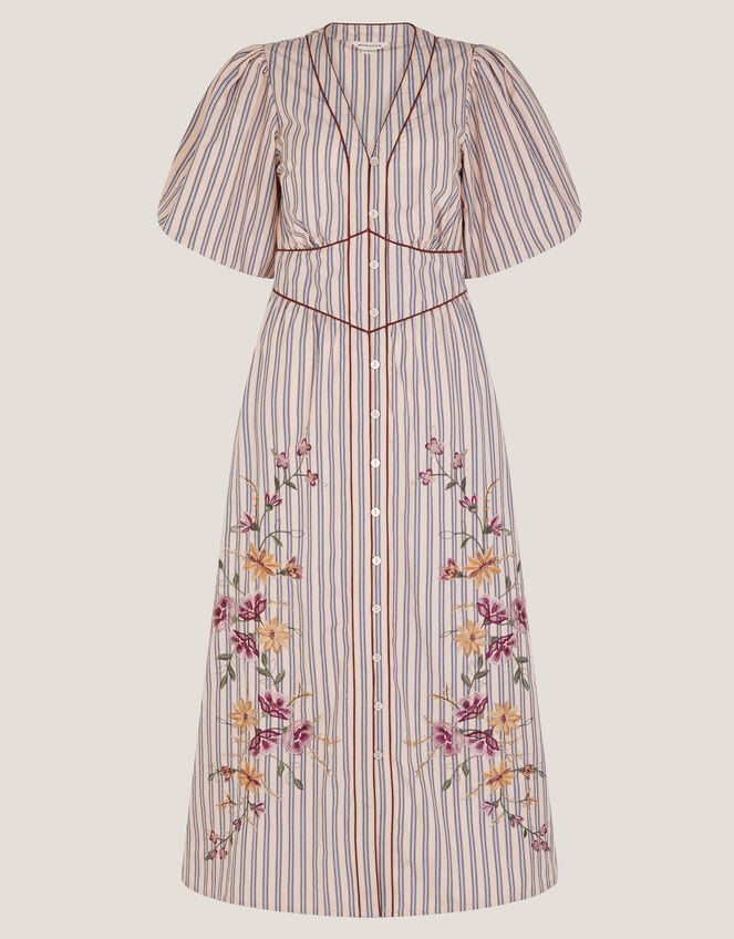 Alexis Embroidered Stripe Midi Dress, Pink (PINK), large