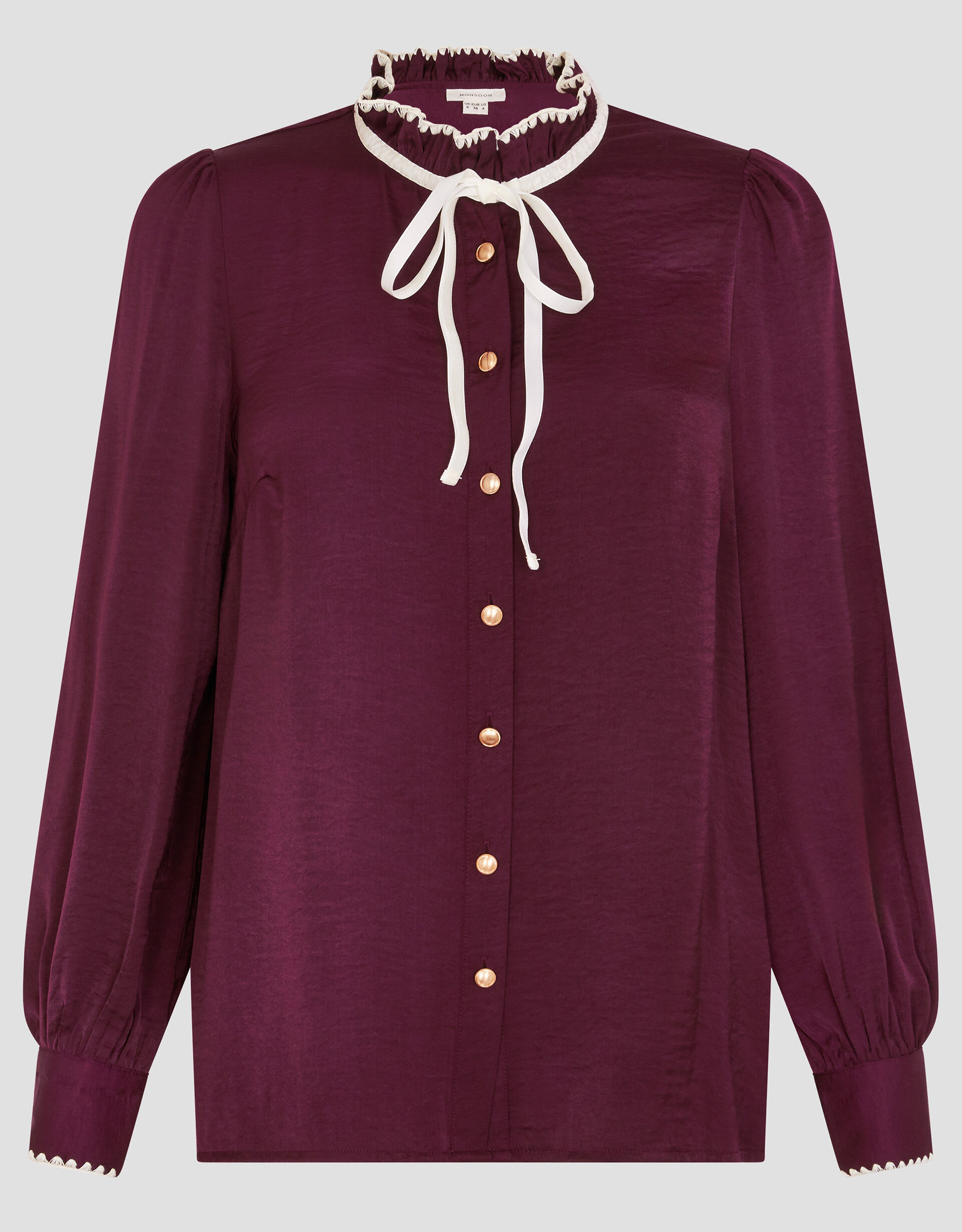 Thea Satin Bow Collar Blouse Red