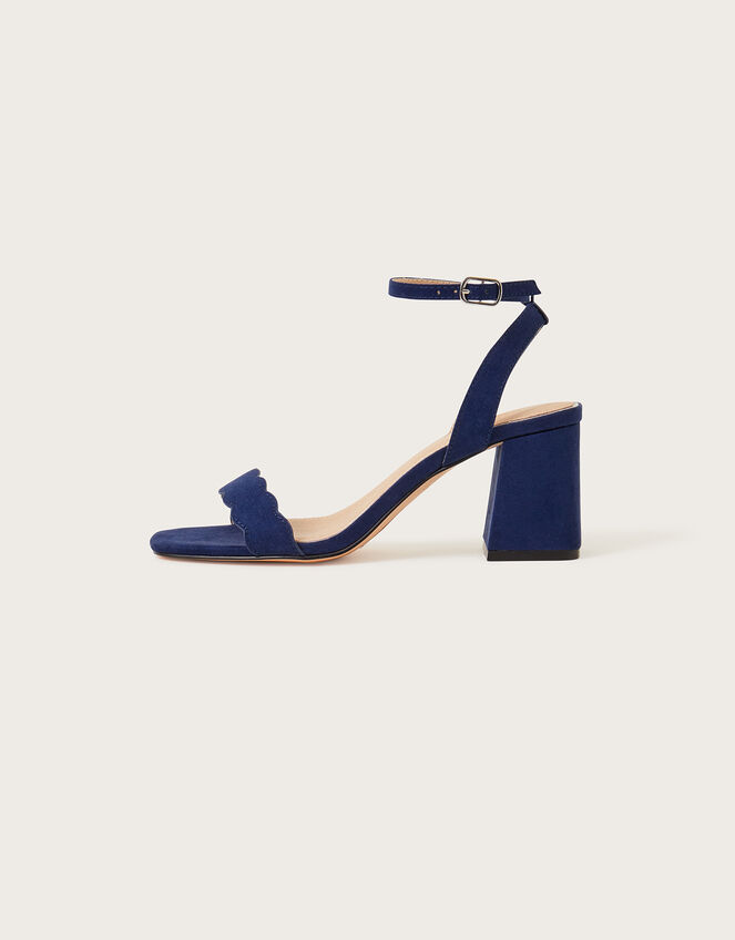 Scallop Block Heel Sandals Blue