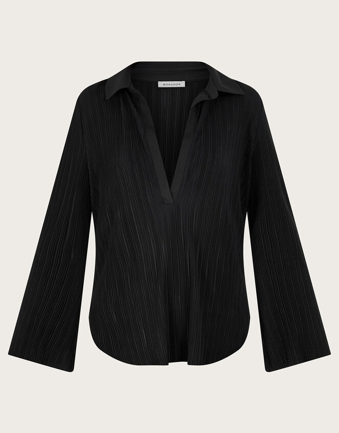Peta Plisse Top, Black (BLACK), large