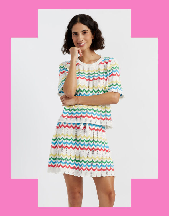 Chinti & Parker Chevron Stitch T-Shirt , Multi (MULTI), large