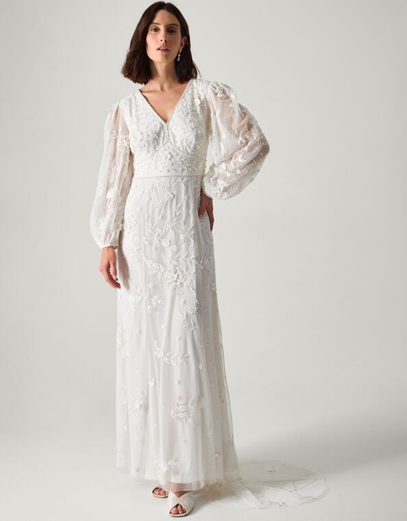 Jennifer Long Sleeve Maxi Wedding Dress, Ivory (IVORY), large