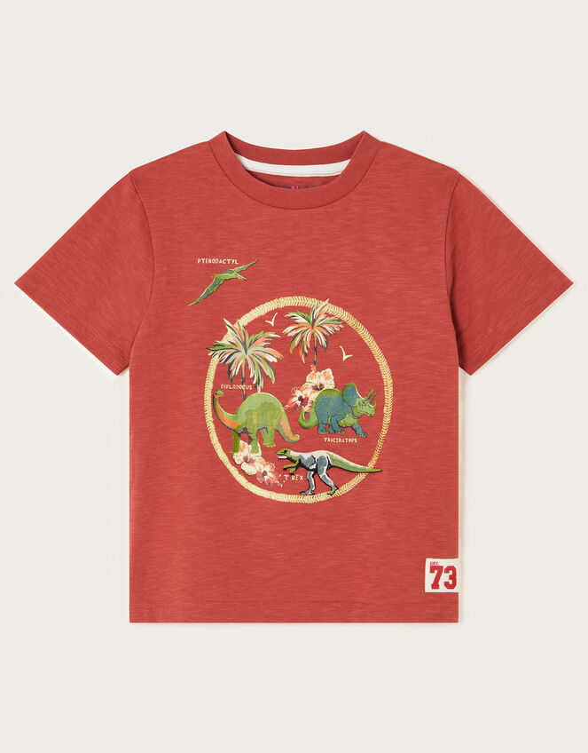 Dinosaur Graphic Cotton T-Shirt, Red (RED), large