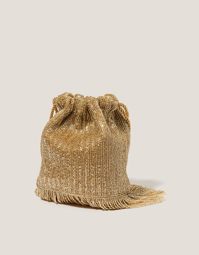 Zena Bead Tassel Bucket Bag, , large