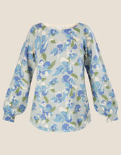 Button Back Detail Printed Jumper , Blue (BLUE), large