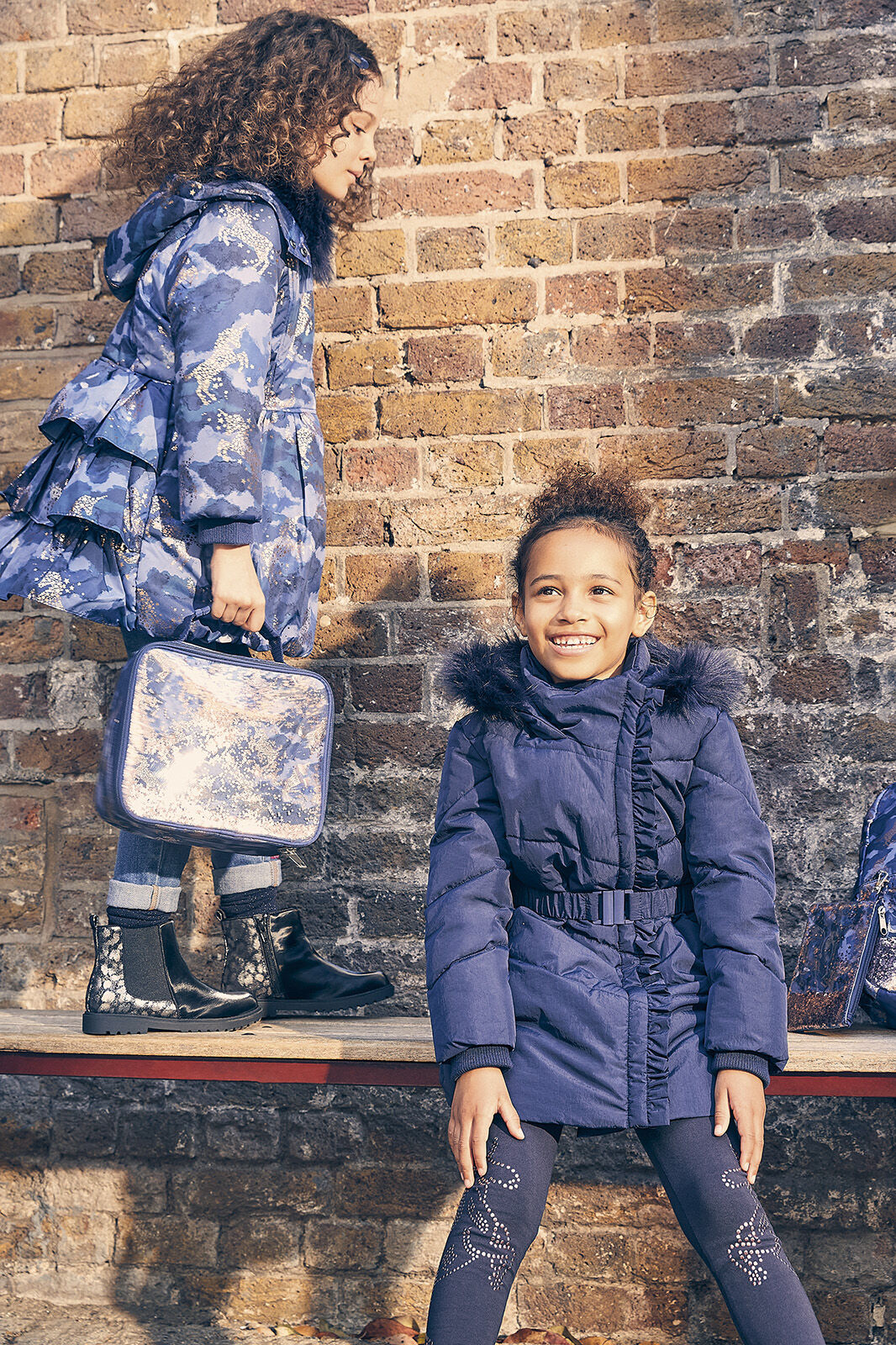Ruffle Padded and Hooded Coat Blue Girls Coats Jackets Monsoon UK