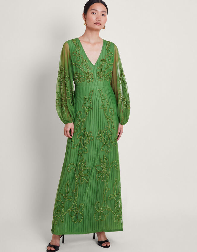 Maeva Hand-Embroidered Dress, Green (GREEN), large